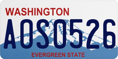 WA license plate AOS0526