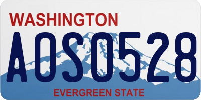 WA license plate AOS0528