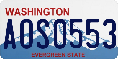 WA license plate AOS0553