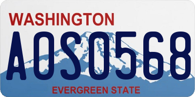 WA license plate AOS0568