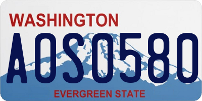 WA license plate AOS0580