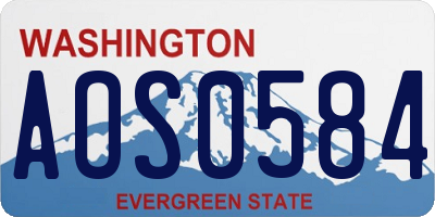 WA license plate AOS0584