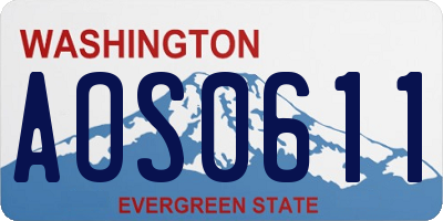 WA license plate AOS0611