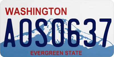 WA license plate AOS0637