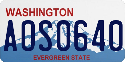 WA license plate AOS0640