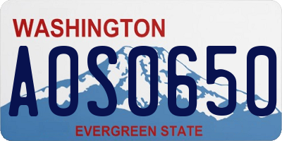 WA license plate AOS0650