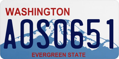WA license plate AOS0651