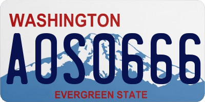 WA license plate AOS0666