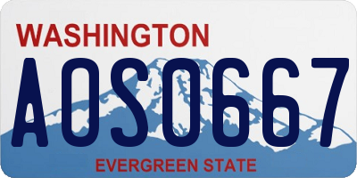 WA license plate AOS0667