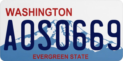 WA license plate AOS0669