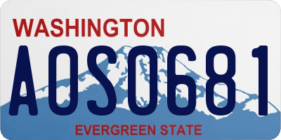 WA license plate AOS0681