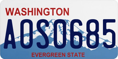 WA license plate AOS0685