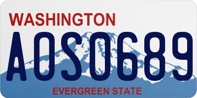 WA license plate AOS0689