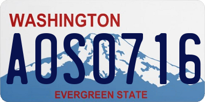 WA license plate AOS0716