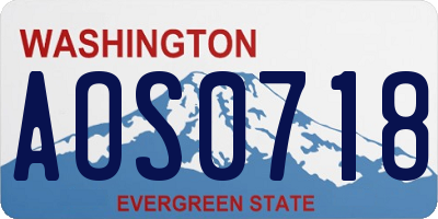 WA license plate AOS0718