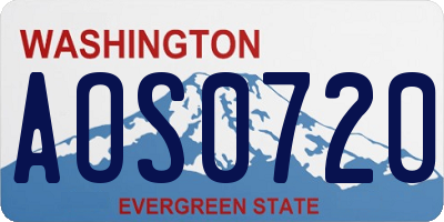 WA license plate AOS0720