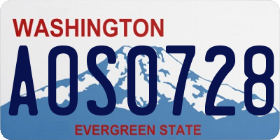 WA license plate AOS0728