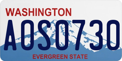 WA license plate AOS0730
