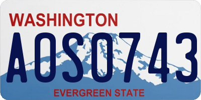 WA license plate AOS0743