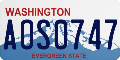 WA license plate AOS0747