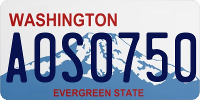 WA license plate AOS0750