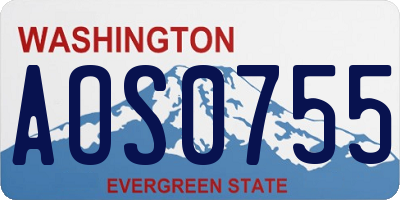 WA license plate AOS0755