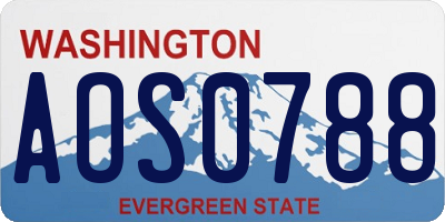 WA license plate AOS0788