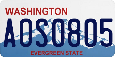 WA license plate AOS0805