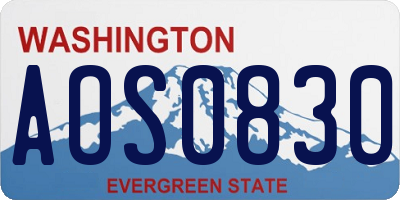 WA license plate AOS0830