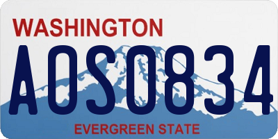 WA license plate AOS0834