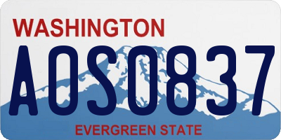 WA license plate AOS0837