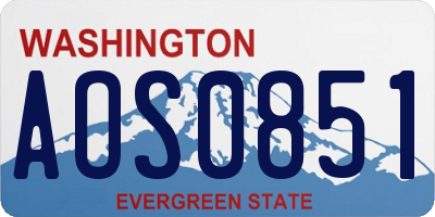 WA license plate AOS0851