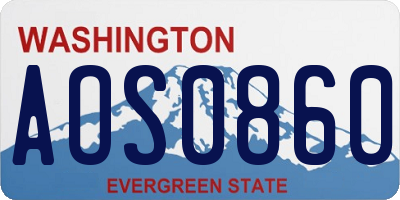 WA license plate AOS0860