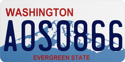 WA license plate AOS0866