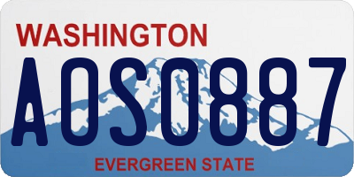 WA license plate AOS0887