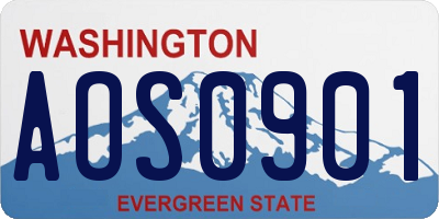 WA license plate AOS0901