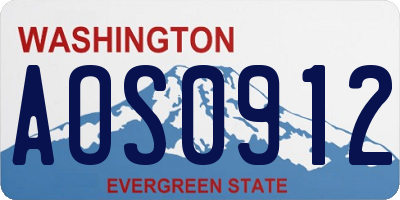 WA license plate AOS0912