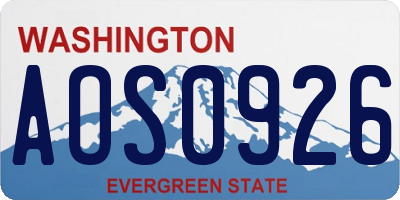 WA license plate AOS0926