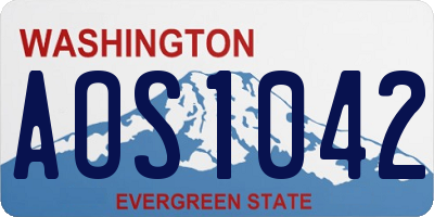 WA license plate AOS1042