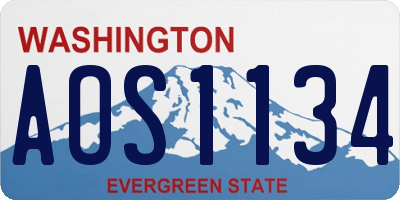 WA license plate AOS1134