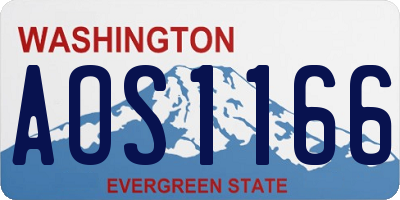 WA license plate AOS1166