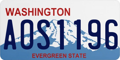 WA license plate AOS1196