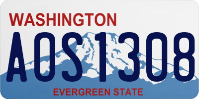WA license plate AOS1308