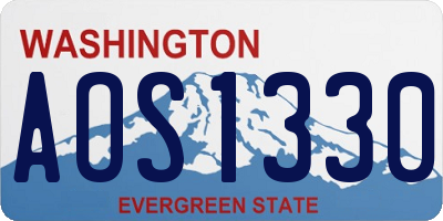 WA license plate AOS1330