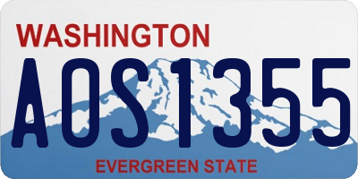 WA license plate AOS1355