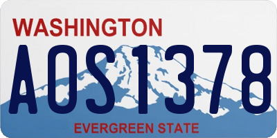 WA license plate AOS1378
