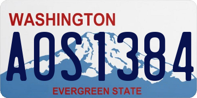 WA license plate AOS1384
