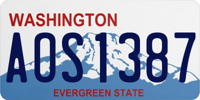 WA license plate AOS1387