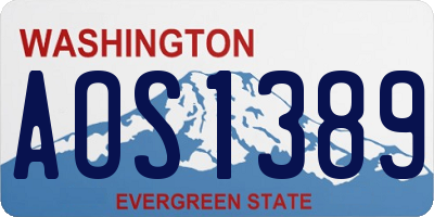 WA license plate AOS1389