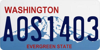 WA license plate AOS1403